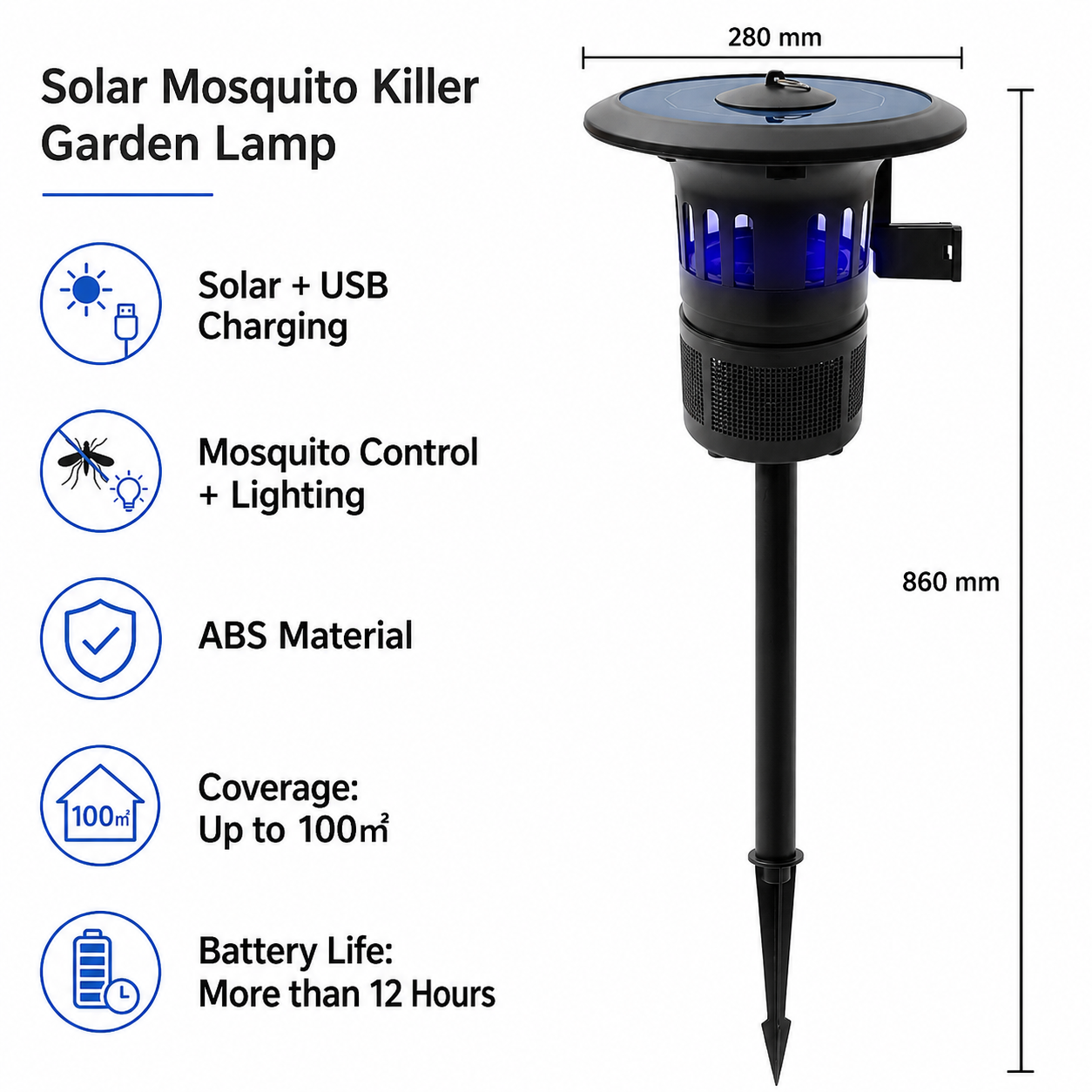 Solar Mosquito Trap Light for Outdoor Use and Camping